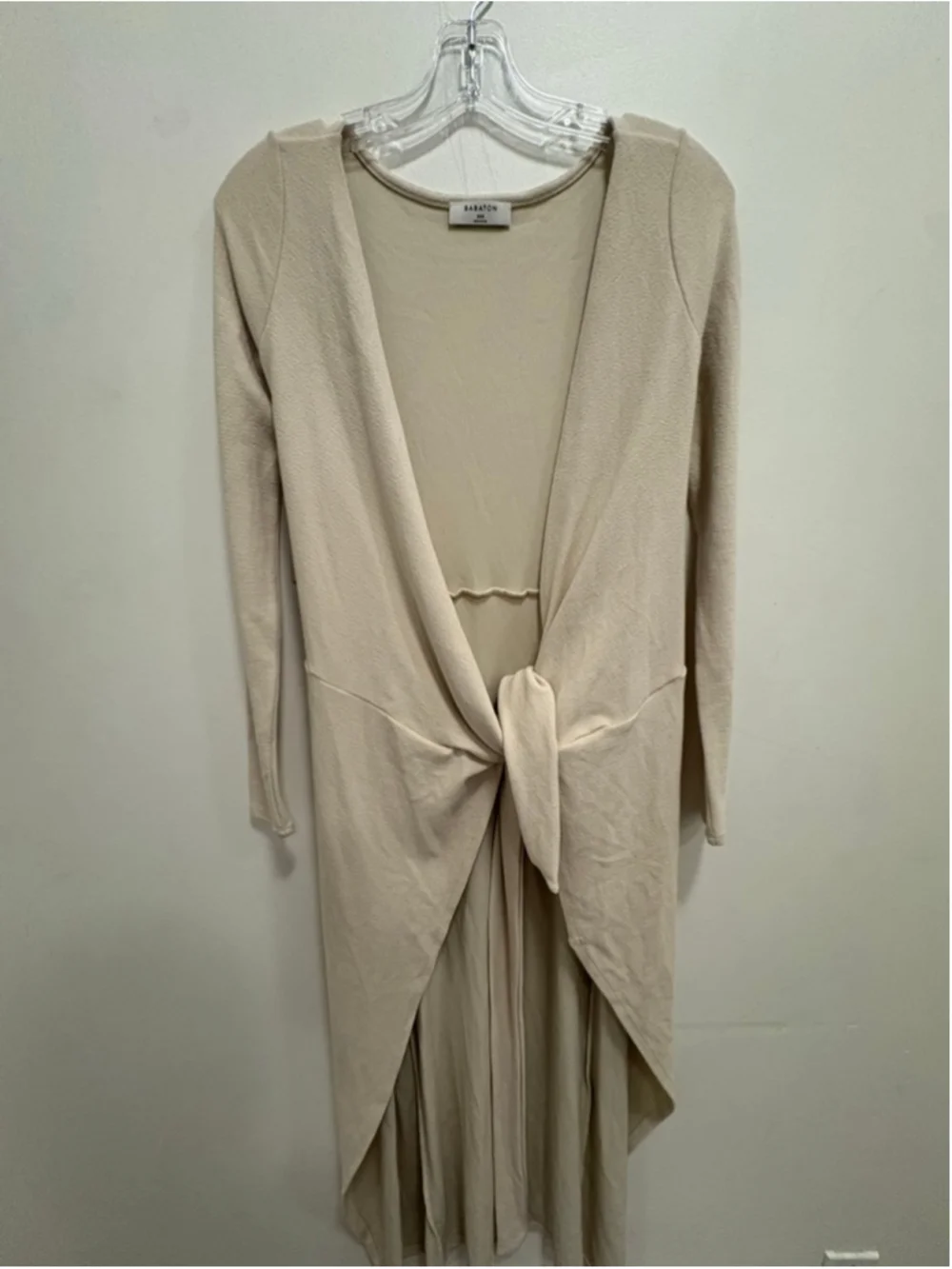 Aritzia Babaton Gaudi Wrap Dress Silver Birch Midi Jersey Tie Waist XXS - Picture 3 of 7